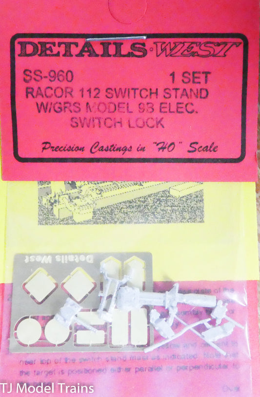 Details West HO #960 Racor 112 Switch Stand w/Etched Targets/SB Elec. SwitchLock