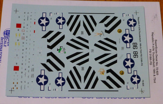 Microscale Decal 1:72 Scale #72-825 / Republic P-47N Thunderbolt: 19th & 73rd FS