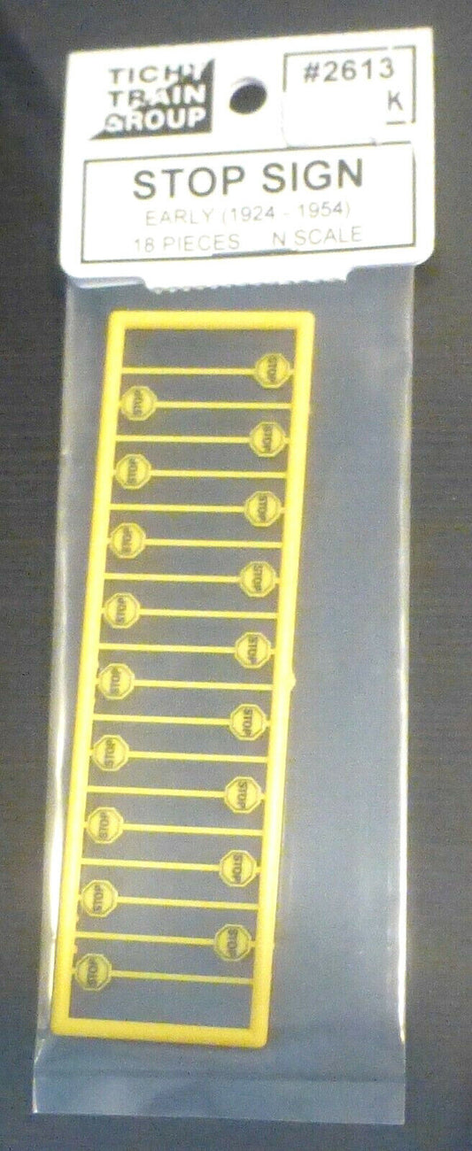Tichy Train Group N #2613 Early Yellow Stop Signs -- pkg(18) Plastic Parts
