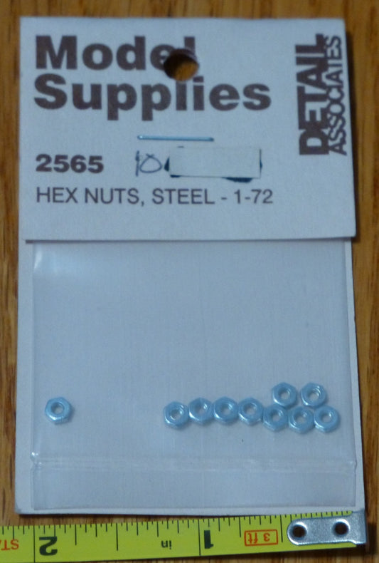 Detail Associates #2565 Hex Nuts, Steel, 1-72 (10 pcs.)