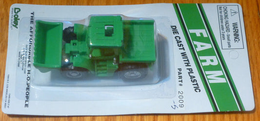 Boley HO #185-20095 Farm Machinery - 4x4 Tractor w/End Loader & Flatbed-- green