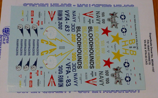 Microscale Decal 1:48 Scale #MS48-1197 F/A-18C Hornets: VX-30 & VFA-83 CAG