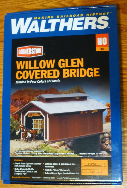 Walthers HO #933-3652 Willow Glen Covered Bridge -- Kit - (Building Kit)