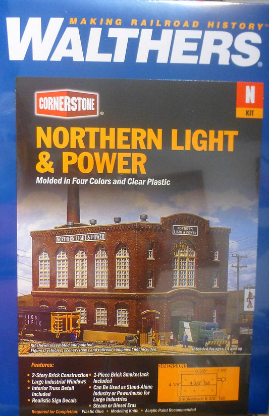 Walthers N #933-3214 Northern Light & Power Powerhouse -- Kit - 6-5/8 x 4-1/8"