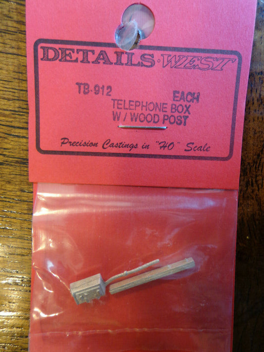 Details West HO #912 Telephone Box -- With Wood Post (White Metal)