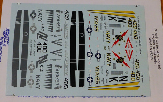 Microscale Decal 1:48 Scale #48-1190 / F/A-18C Hornets: VFA-25 & F/A-18A VAF-27