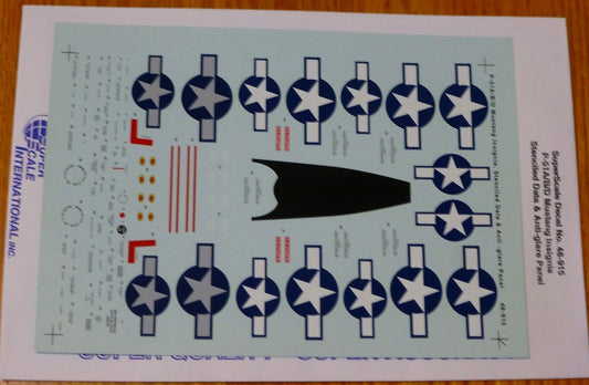 Microscale Decal 1:48 Scale #MS48-915 / P-51A/B/D Mustang Insignia, Stenciled Da