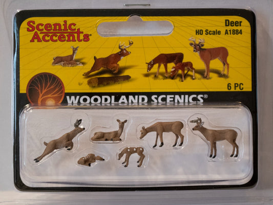 Woodland Scenics #1884 Scenic Accents(R) Animals -- White-Tail Deer pkg(6)