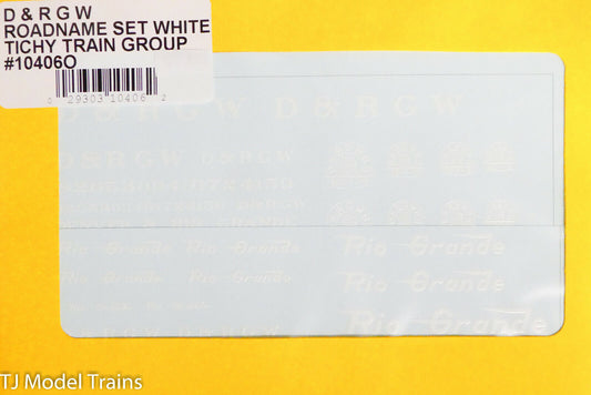 Tichy Train Group O #10406O D&RGW Roadname Set White Lettering (Decal)