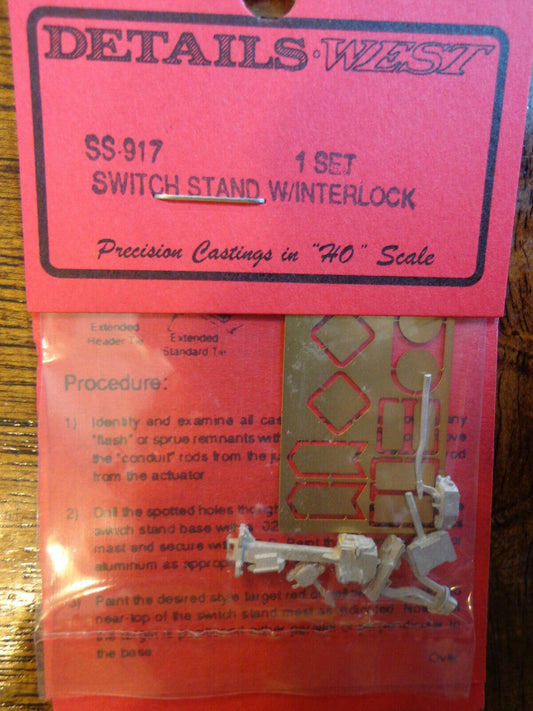 Details West HO #917 Switch Stand -- With Interlock (Kit) Light Cast/Brass/ Kit