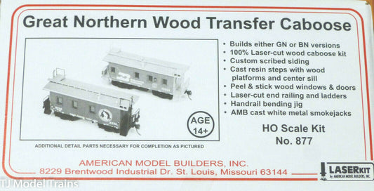 American Model Builders HO #877 GN / BN (Wood Transfer Caboose kit) (No Trucks