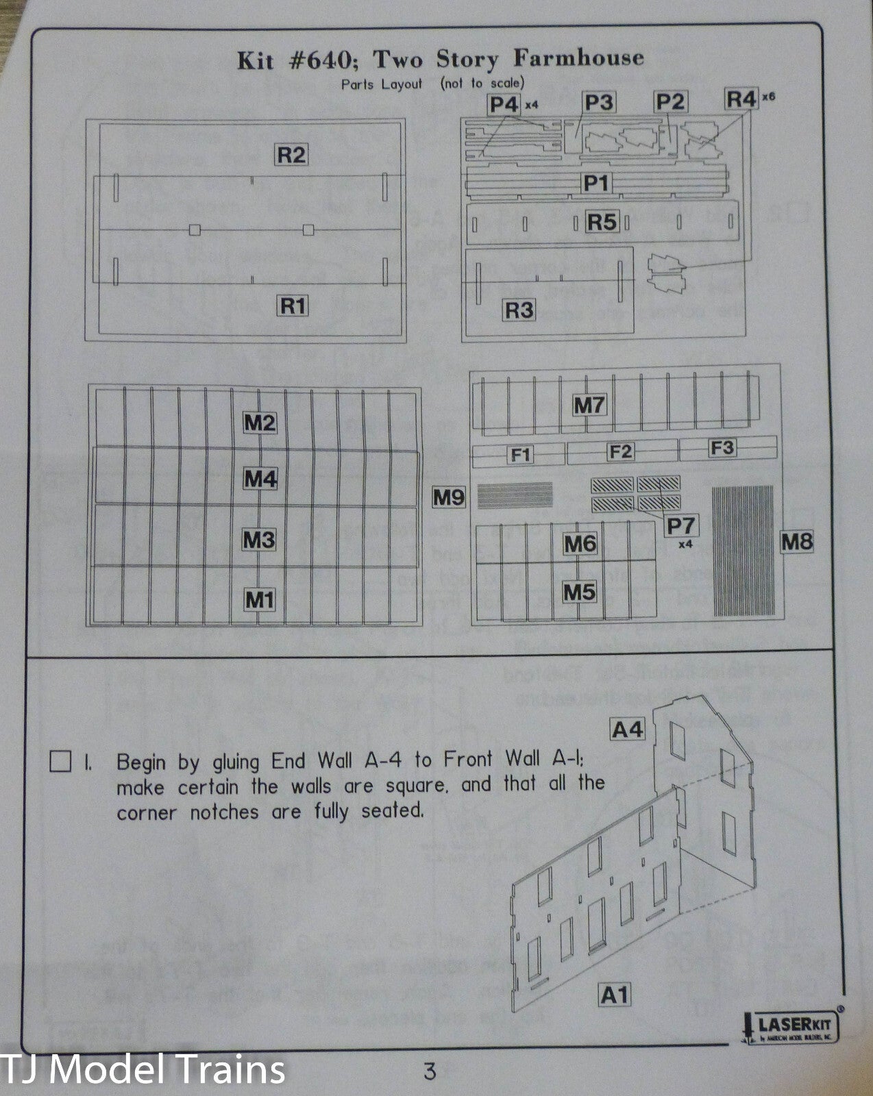 American Model Builders, Inc N #640 Two Story Farm House Kit (Wood Laser Kit)