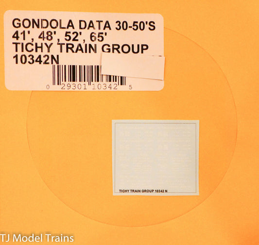 Tichy Train Group Decal #10342N Gondola Data 30-50s,41',48', 52', 65'  (Decal)
