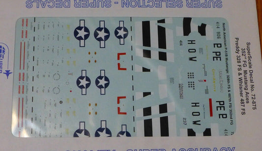 Microscale Decal 1:72 Scale #72-875 / North American P-51B Mustangs: 328th FS &