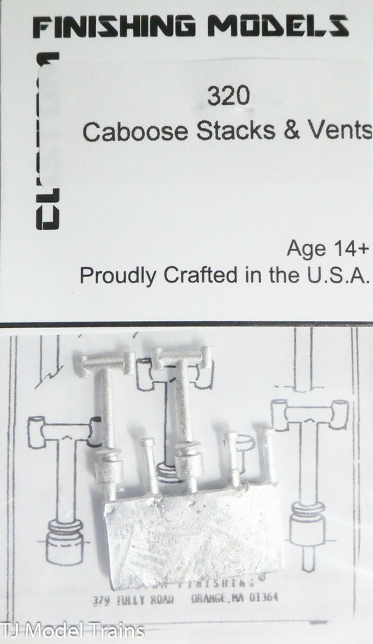 Custom Finishing Models HO #320 Caboose Stacks & Vents (White Metal Parts)