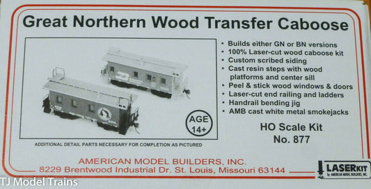 American Model Builders HO #877 Great Northern Wood Transfer Caboose Kit (NEW)