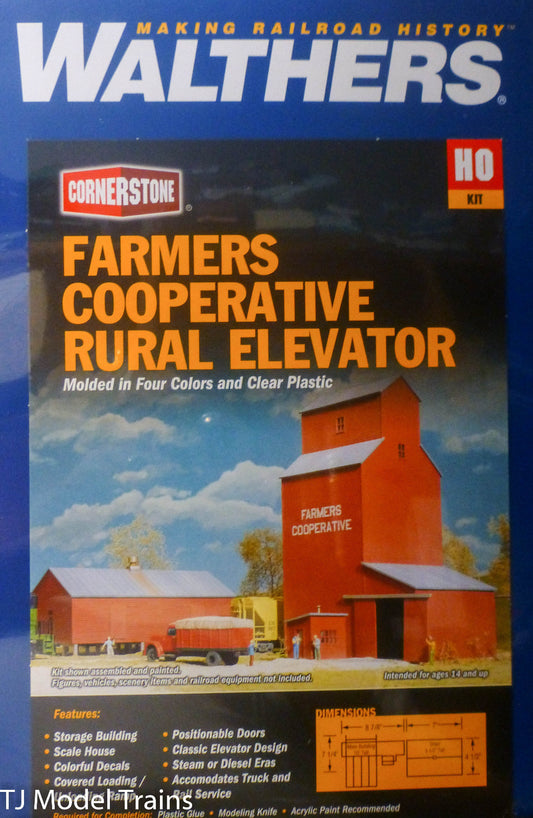 Walthers Cornerstone HO #933-3036 Farmers Cooperative Rural (Grain Elevator) Kit