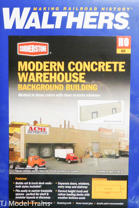 Walthers Cornerstone HO #933-4071 Modern Concrete Warehouse (Background Building