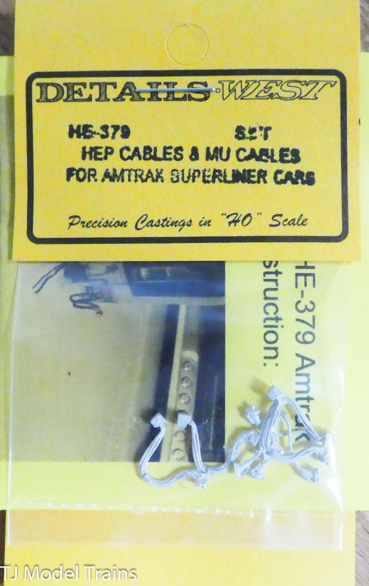 Details West HO #379 HEP Cables & MU Cables for Amtrak Supperliner Cars
