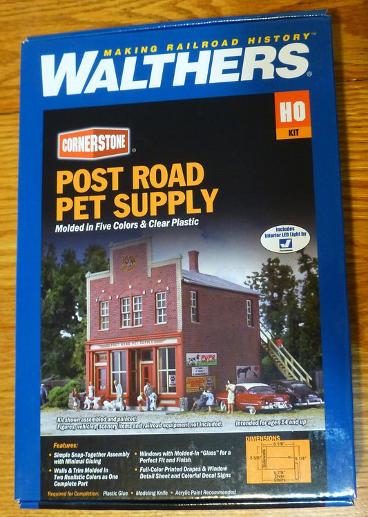 Walthers HO #933-3660 Post Road Pet Supply -- Kit Form (Building Kit)