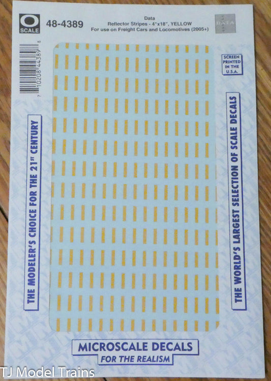 Microscale Decal O #48-4389 Data Reflector Stripes-Yellow(Freight Cars & Locos)