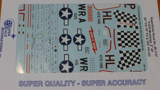 Microscale Decal 1:48 Scale #48-1137 / P-51D Mustangs: 8th AF 83rd FS/ 78th FG &