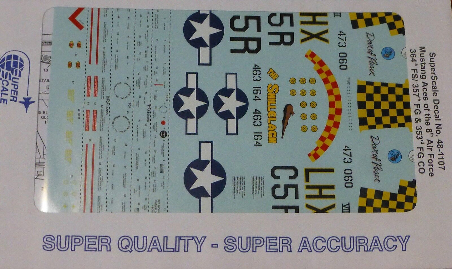 Microscale Decal 1:48 Scale #MS48-1107 / Mustang Ace of  8th Air Force: 364th