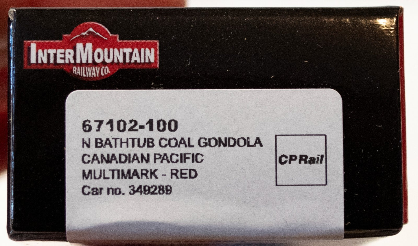 InterMountian N #67102-100 Bathtub Coal Gondola - Ready to Run -- Canadian Pacif