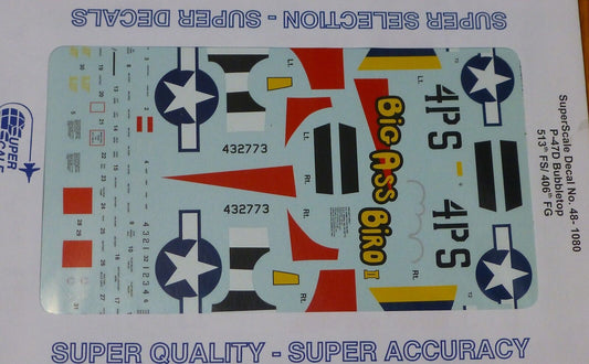 Microscale Decal 1:48 Scale #48-1080 / P-47D Bubbletop 513th FS/406th FG