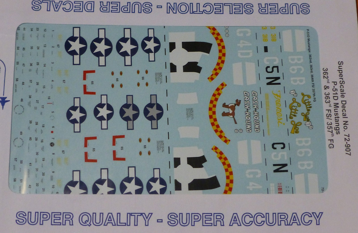Microscale Decal 1:72 Scale #72-907 / P-51D Mustangs. 362nd & 363rd FS/ 357th FG