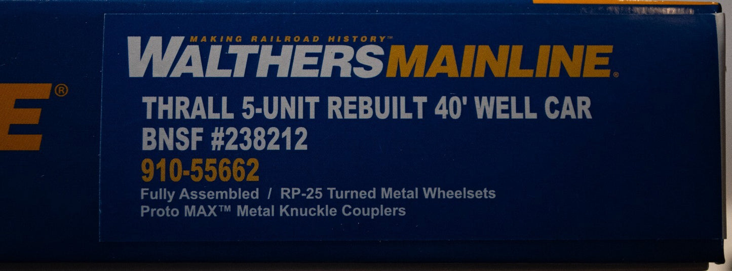 Walthers HO #910-55662 Thrall 5-Unit Rebuilt 40' Well Car - Ready to Run -- BNSF