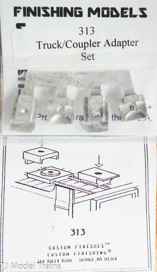 Custom Finishing Models HO #313 Truck/Coupler Adapter Set (White Metal)