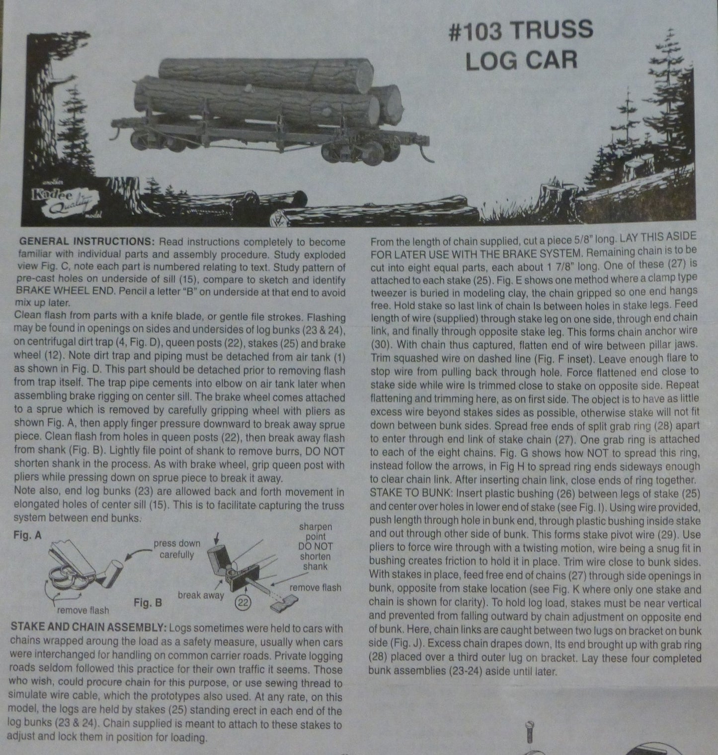 Kadee HO Scale #103 Truss Log Car w/Load - Kit -- Undecorated (Kit)