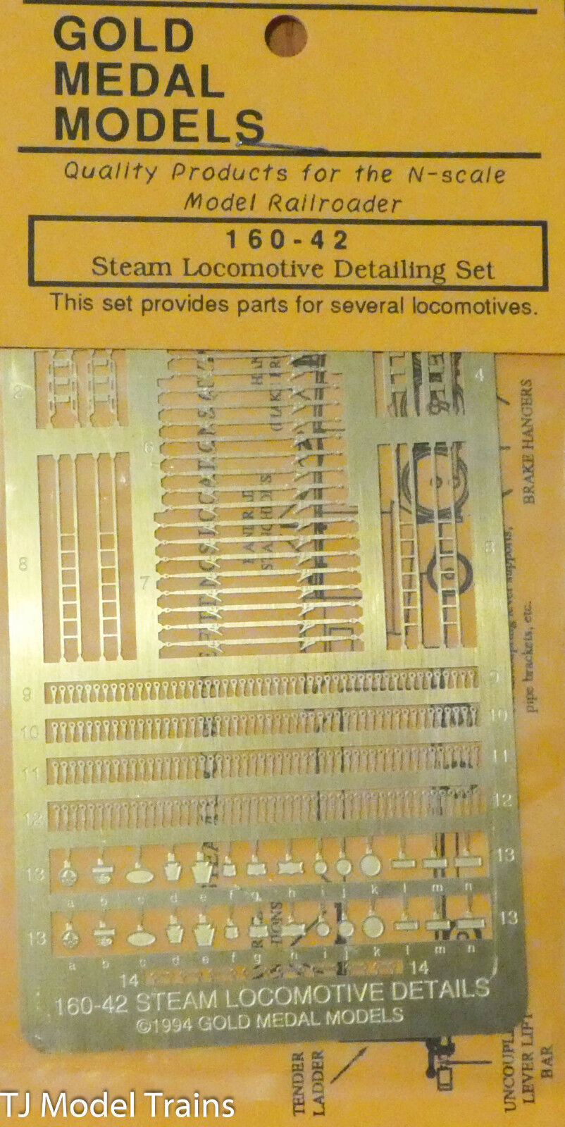 Gold Medal Models N #160-42 Steam Locomotive Detailing Set (Brass Etched)