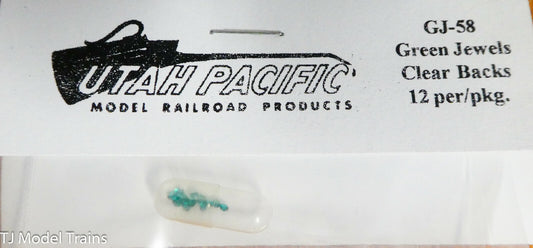 Utah Pacific HO #58 Green Jewels Clear Backs (12 in Package)