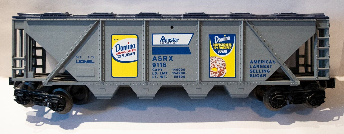 Lionel #9116 DOMINO SUGAR BILLBOARD COVERED QUAD HOPPER-1974-NIB