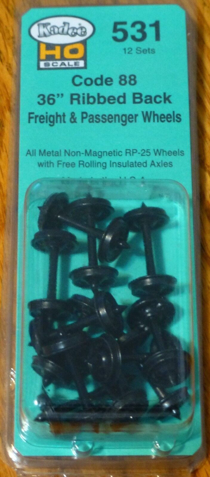 Kadee HO Scale #531 Code 88 36" Ribbed Back Freight & Passenger Wheels (12)