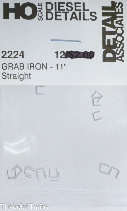 Detail Associates HO #2224 Straight Type Grab Irons -- 11" (package of 12)