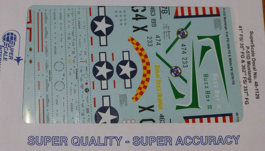 Microscale Decal 1:48 Scale #48-1129 / P-51D Mustangs: 41st FS/ 35th FG & 362nd