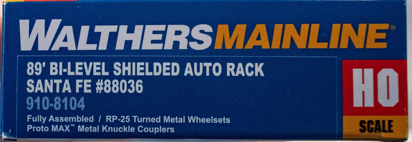 Walthers HO #910-8104 89' Flatcar w/Bi-Level Shielded Auto Rack - Ready to Run -