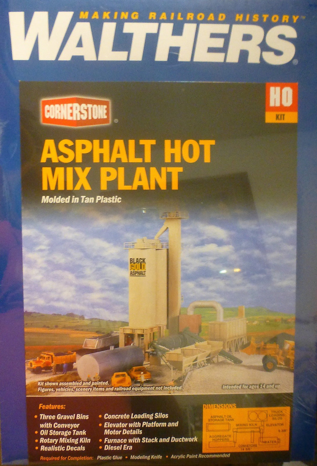 Walthers HO #933-3085 Black Gold Asphalt Hot Mix Plant -- Kit - 9-3/4 x 14-1/8 x