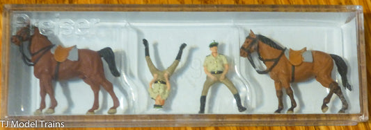 Preiser HO #10389 Police Mounted On Horseback German Officers in Summer Uniforms
