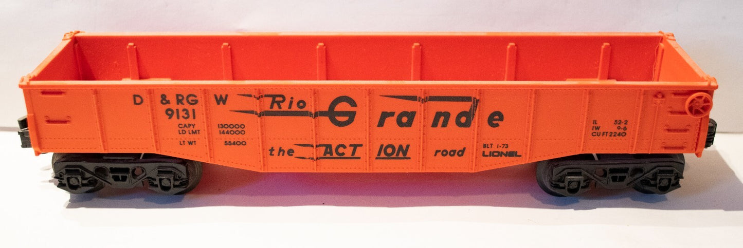 Lionel O Scale (Used) #9131 Denver and Rio Grande Western Gondola