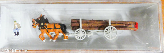 Preiser N #79477 Horse-Drawn Wagon -- Log (Hand Painted for Detail)