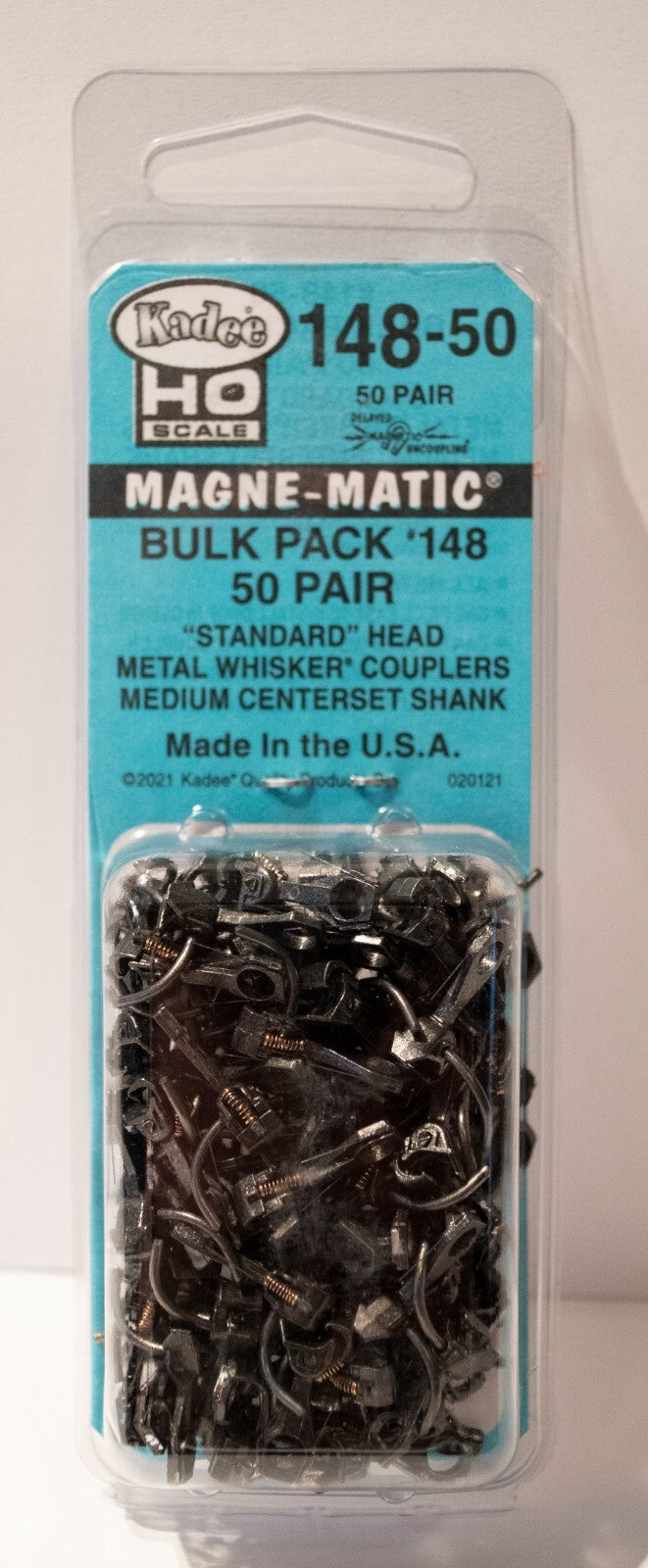 Kadee HO #148-50 Bulk Pack - 50 Pairs #148 Whisker(R) Metal Couplers -- Medium (