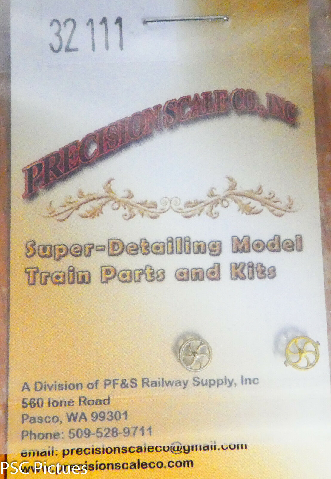 Precision Scale HO #32111 Brake Wheels, 6-Spoke, for: Tank Car (Brass)