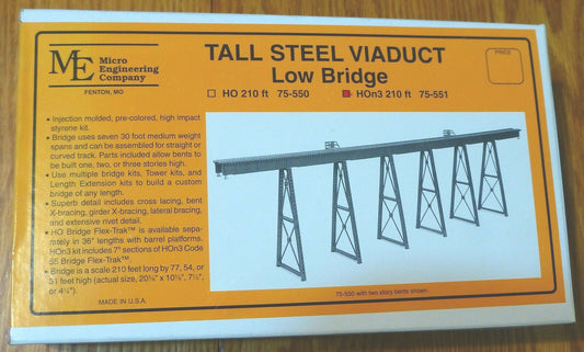 Micro Engineering Company HOn3 #75-551 /210' Tall Steel Viaduct Low Bridgew/Bent