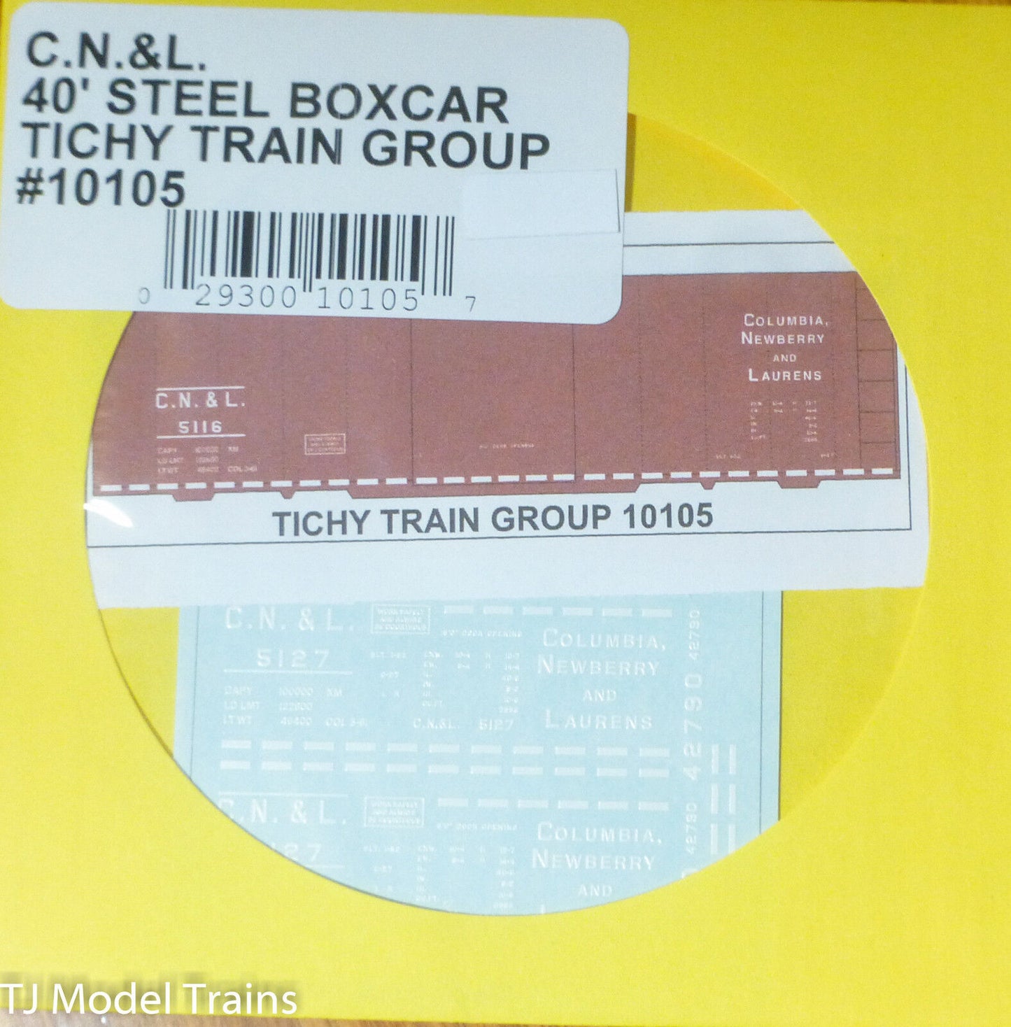 Tichy Train Group #10105 Decal for: Columbia, Newberry & Laurens 40'Steel Boxcar