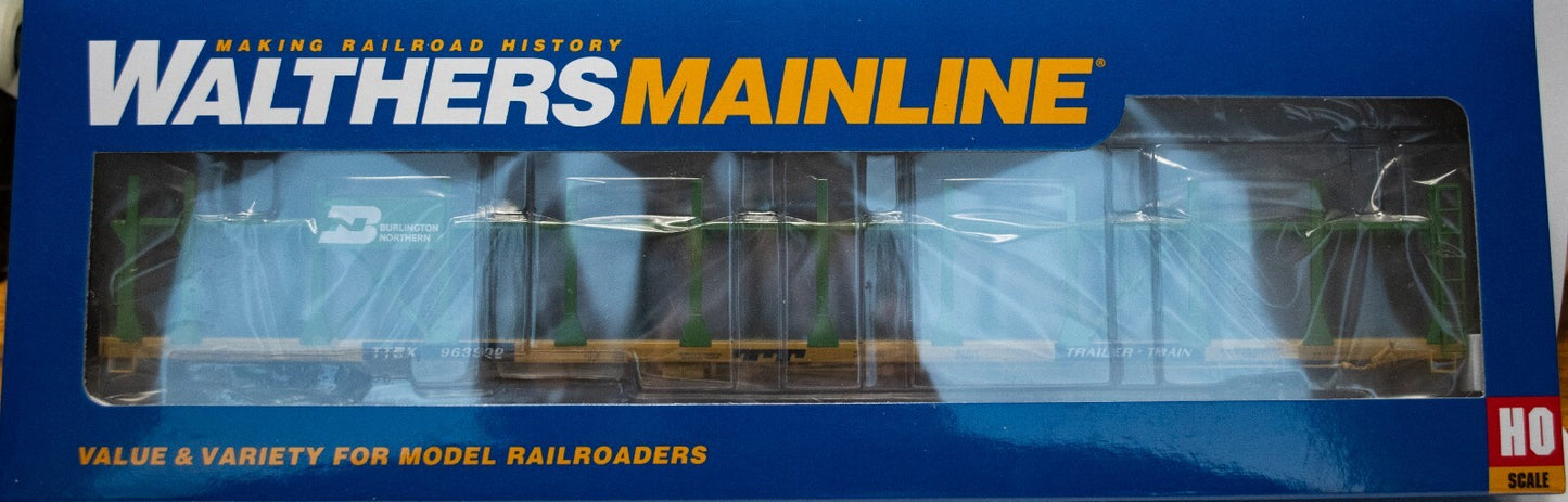 Walthers HO #910-8030 89' Flatcar w/Bi-Level Open Auto Rack - Ready to Run -- Bu