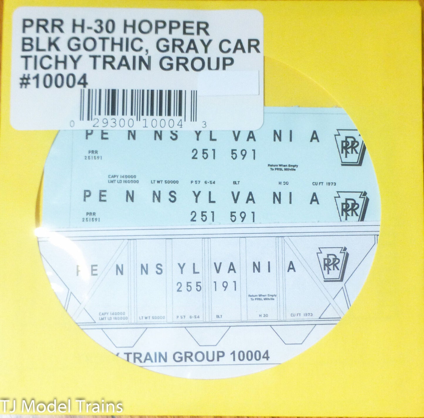 Tichy Train Group #10004 Decal for:Pennsylvania Railroad Class H-30 Hopper Gray